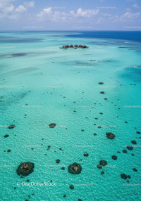 Overwater Bungalows Surrounded by Turquoise Ocean in Exotic Paradise