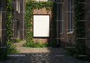 Blank Lightbox Poster on Brick Wall in Sunny Alley