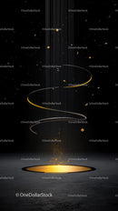 Golden Spiral Light Trail in a Mystical Cosmic Space Scene