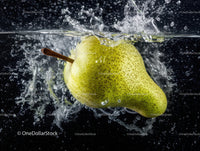 Fresh Green Pear Splashing Water Underwater Scene