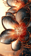 Futuristic Abstract with Copper Spheres and Cosmic Particles