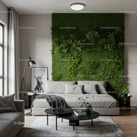 Modern Bedroom with Green Plant Wall and Cozy Decor