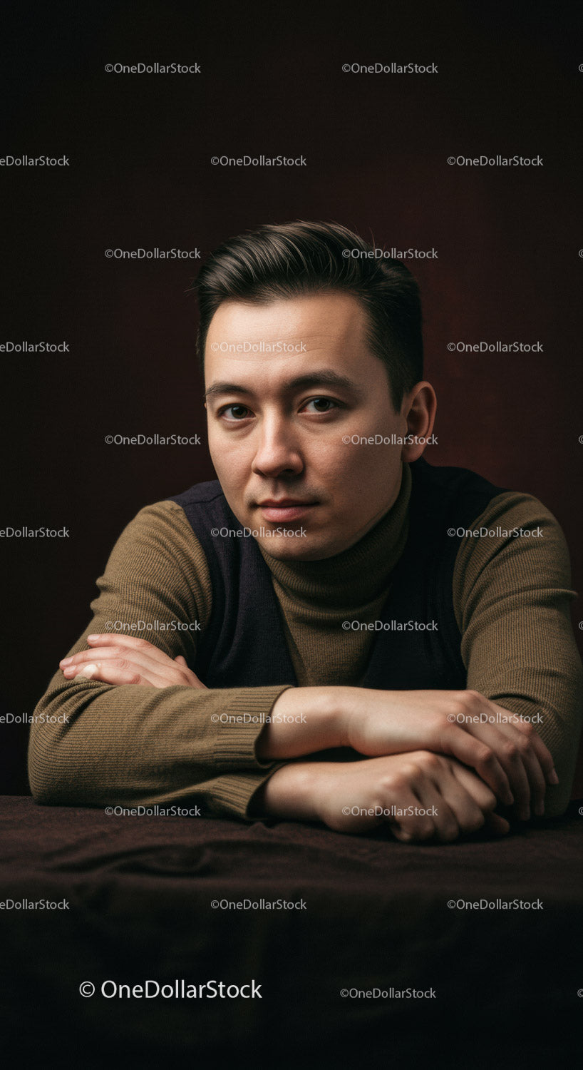 Stylish Young Man with Confident Expression in Indoor Portrait