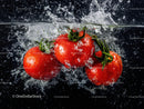 Fresh Red Cherry Tomatoes with Water Splash for Health Food Photography