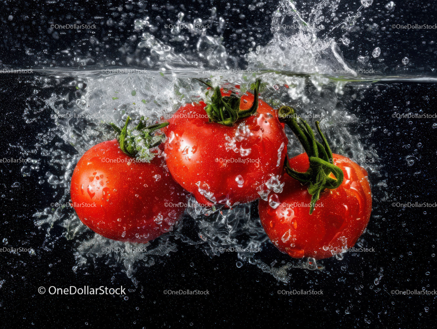 Fresh Red Cherry Tomatoes with Water Splash for Health Food Photography