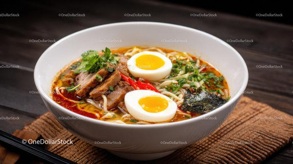 Ostre Ramen z Jajkami na Twardo i Wieprzowiną w Bulionie