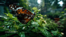 Close-up of an Orange and Black Butterfly on Green Foliage in Nature