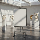 Blank Canvas on Easel in Bright Modern Sculpture Gallery