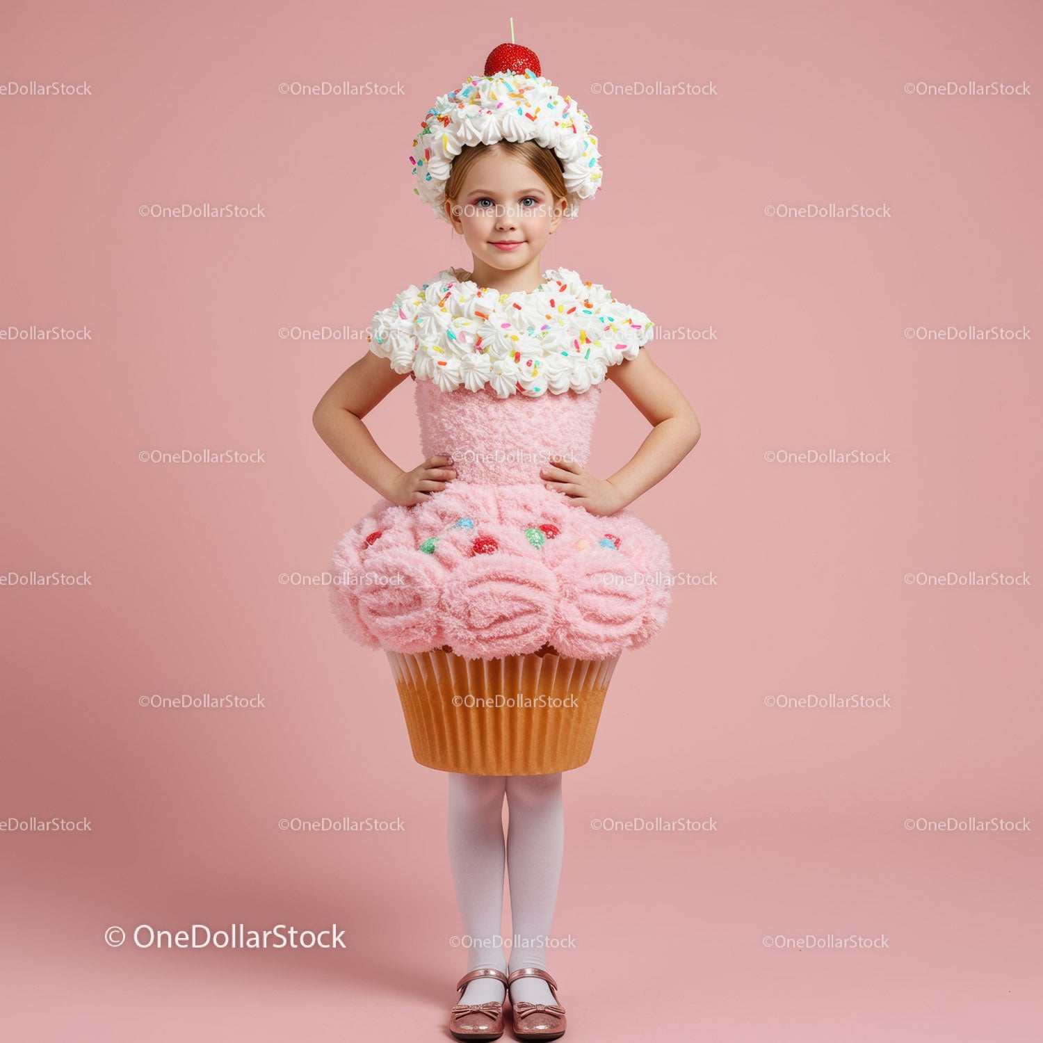 Little girl in creative cupcake dress costume