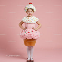 Little girl in creative cupcake dress costume