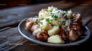 Roasted Garlic and Mashed Potatoes on a Rustic Plate