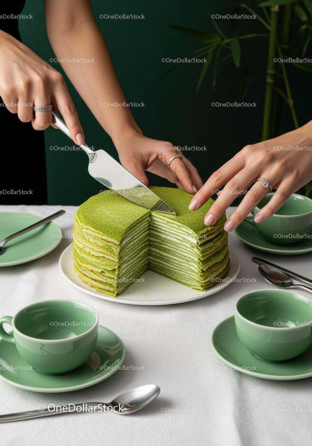 Elegancki zielony naleśnik matcha na wykwintne kolacje i specjalne okazje