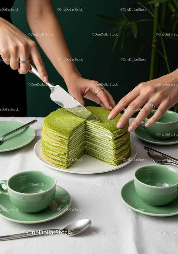 Elegant Green Matcha Crepe Cake for Fine Dining and Special Events
