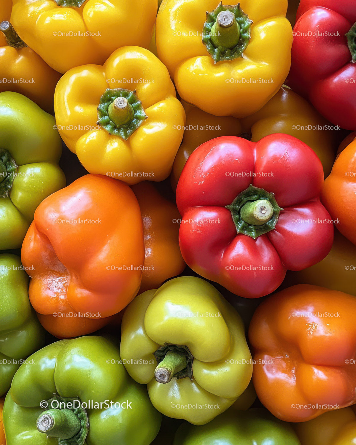 Colorful Bell Peppers Assortment in Vibrant Market Display