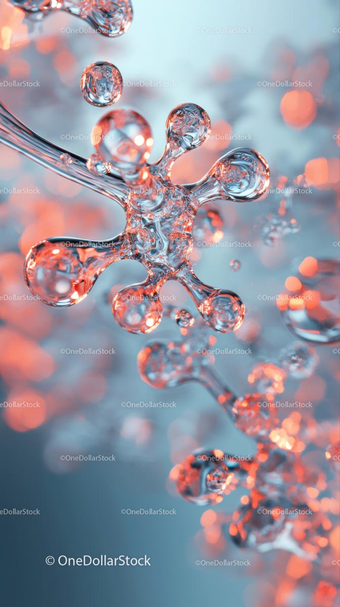 Close-up of Water Splash with Droplets and Bubbles in Orange and Blue Tones