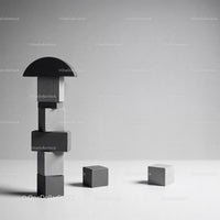 Stack of Wooden Blocks in Monochrome Minimalist Style