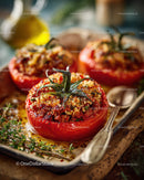 Stuffed Roasted Tomatoes with Herb Filling in Rustic Style