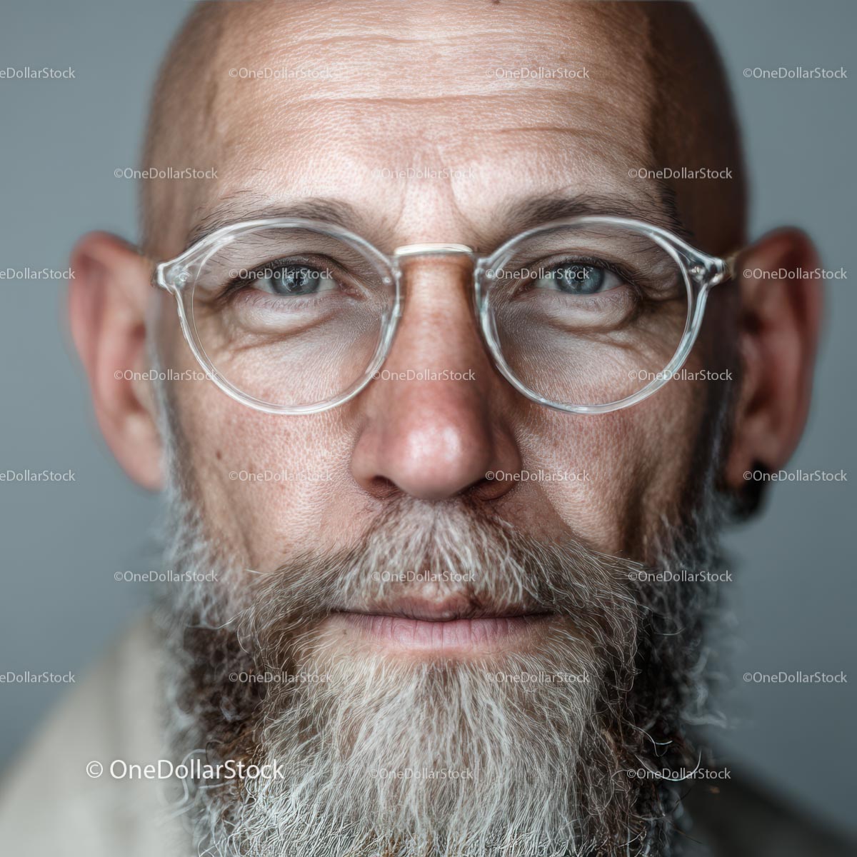 Mature Man with Glasses and a Thoughtful Expression in Portrait