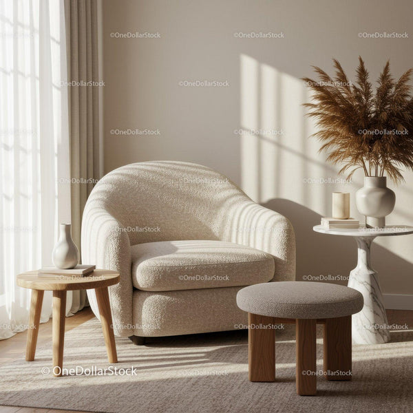 Cozy armchair corner with soft neutral decor