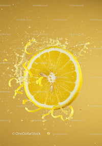 Fresh Lemon Slice Splashing into Liquid