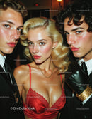 Glamorous Women Fashion Portrait with Elegant Red Lingerie and Jewelry