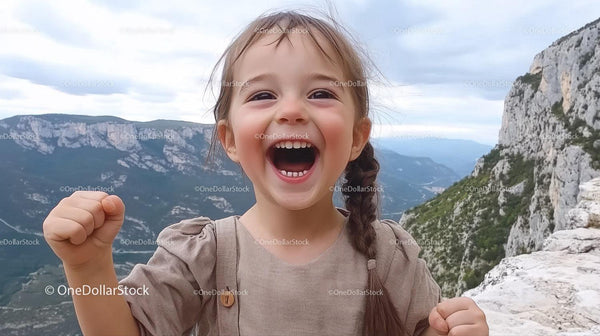 Joyful Young Girl Celebrating Outdoors