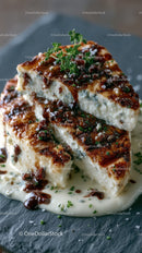 Artisan Blue Cheese Wheel on Dark Rustic Surface in Gourmet Food Setting