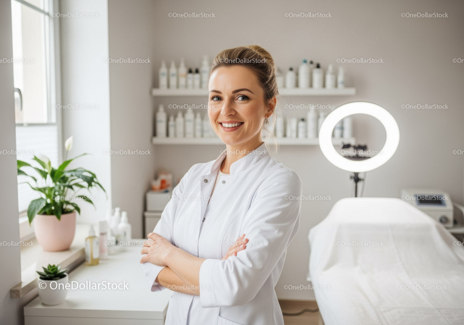 Przyjazna Pani Doktor w gabinecie nowoczesnej kliniki medycznej