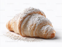 Fresh Croissant with Powdered Sugar and Crispy Flaky Layers