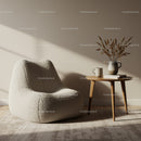 Cozy Modern Chair and Wooden Side Table with Dried Flowers