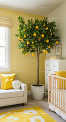 Lemon Tree in Bright Nursery With Yellow Accents and Modern Decor