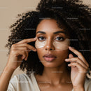 Young African American Woman Applying Under Eye Patches for Skincare