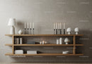 Minimalist wooden shelves with candles and decor items