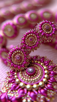 Elegant Pink and Gold Beaded Jewelry Set with Intricate Details