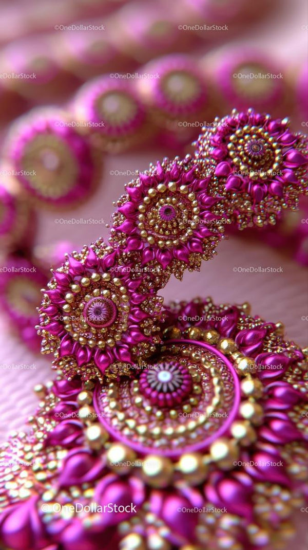 Elegant Pink and Gold Beaded Jewelry Set with Intricate Details