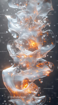 Abstract Ice Sculpture with Glowing Orange Highlights