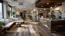 Modern Cozy Lounge with Wooden Floors and Indoor Plants