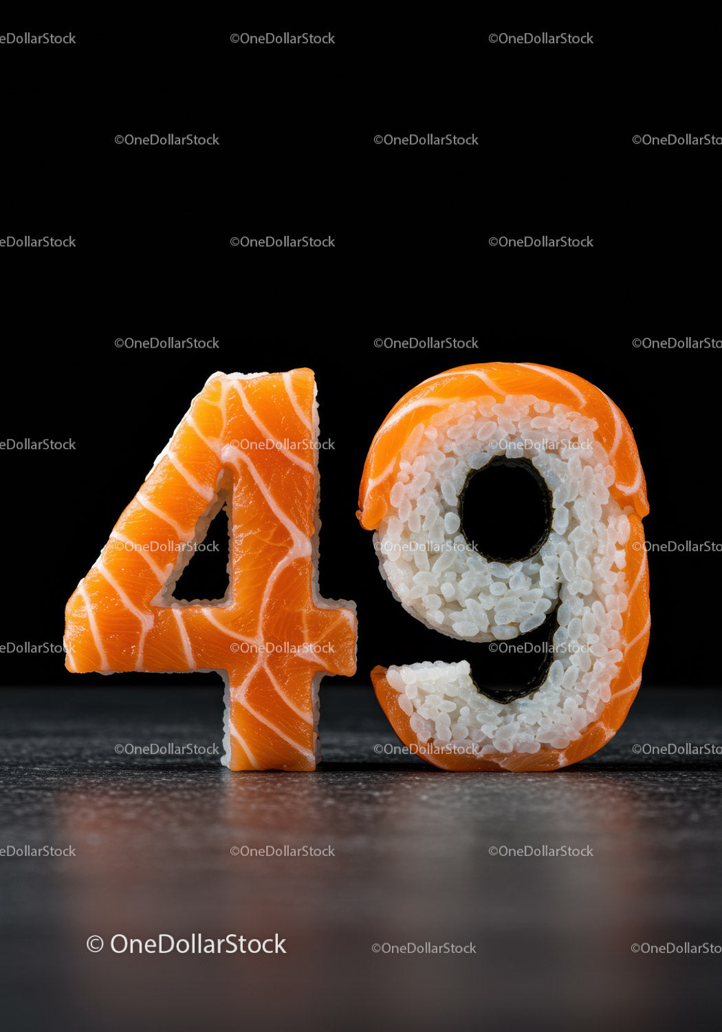 Creative sushi numbers shaped as forty nine