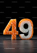 Creative sushi numbers shaped as forty nine