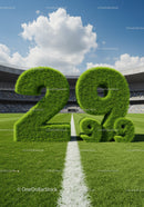 Twenty Nine Percent Shaped from Green Grass on Stadium Field