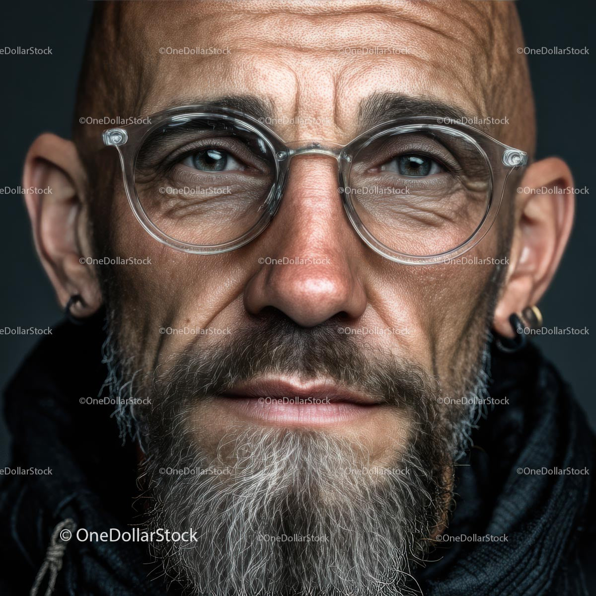 Mature Man with Glasses and a Thoughtful Expression in Portrait