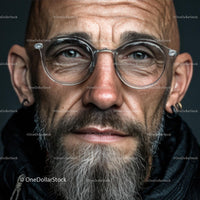 Mature Man with Glasses and a Thoughtful Expression in Portrait