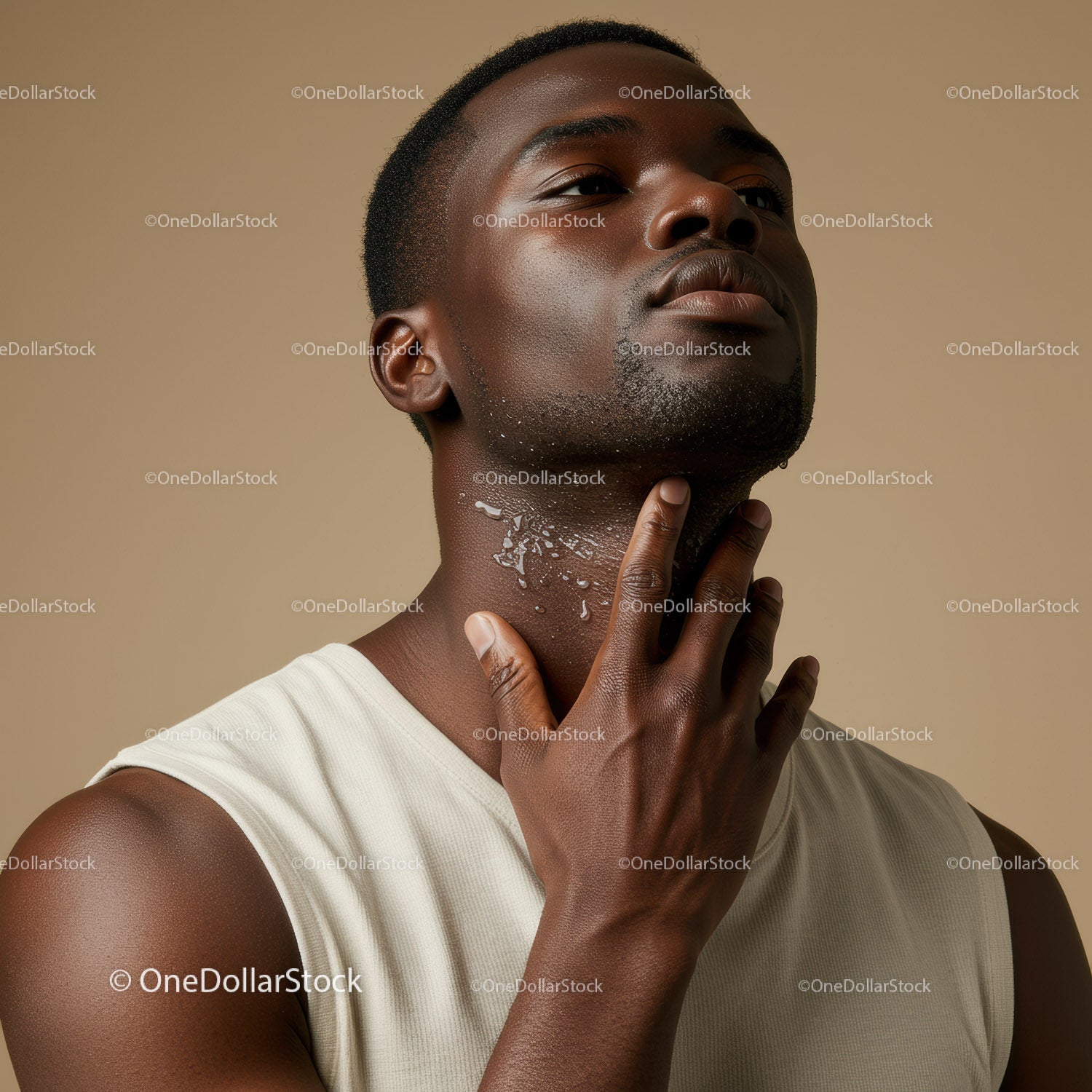 Close-Up of Confident Black Man in Trendy Style with Minimal Background