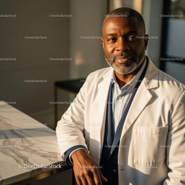 Senior African American Male Doctor in Professional Attire in Hospital