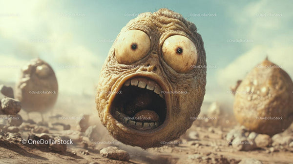 Expressive Eyeball Face on Rocky Terrain