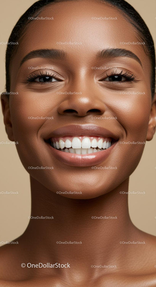 Close up of joyful woman with radiant smile