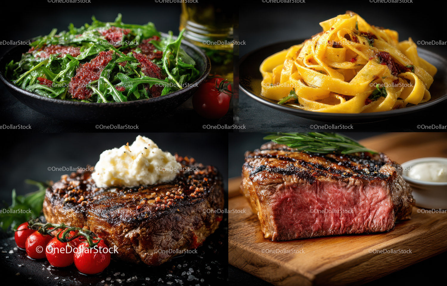 Gourmet Meat and Pasta Platter with Fresh Greens and Tomatoes