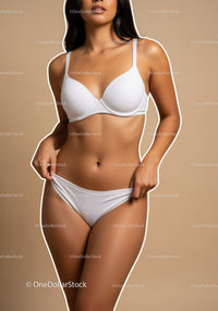 Elegant Woman in White Bra and Panties Studio Fashion Photo
