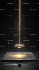 Futuristic Gold Light Beam in Space Inspired Scene