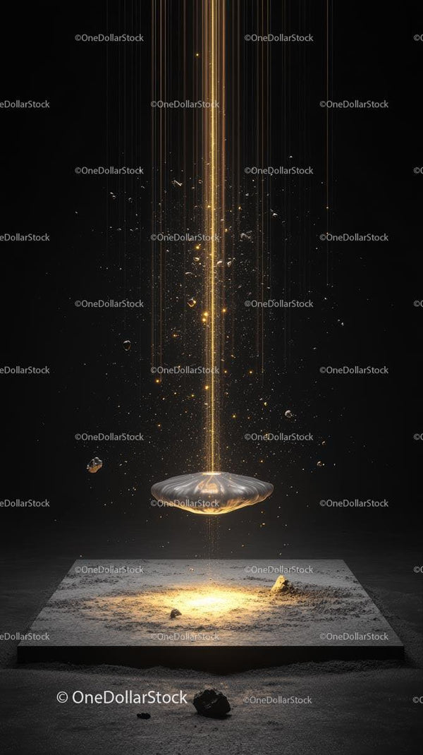 Futuristic Gold Light Beam in Space Inspired Scene